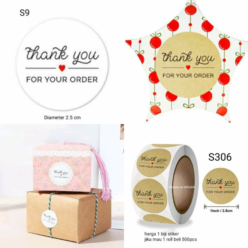 

1 roll 500pcs CUCI GUDANG Stiker Label Sticker Thank You For Your Order Segel Kemasan Packaging Sealer dus box packing olshop