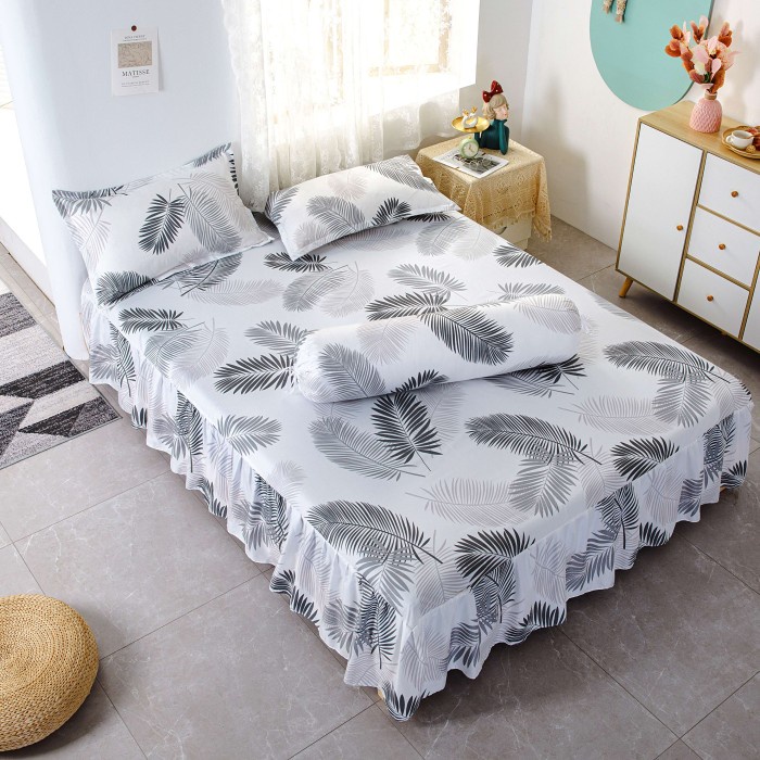 SEPREI sprei renda seprei rumbai sprai import seperei 120x200/160x200/180x200 - GREY LEAF, 90X200 te