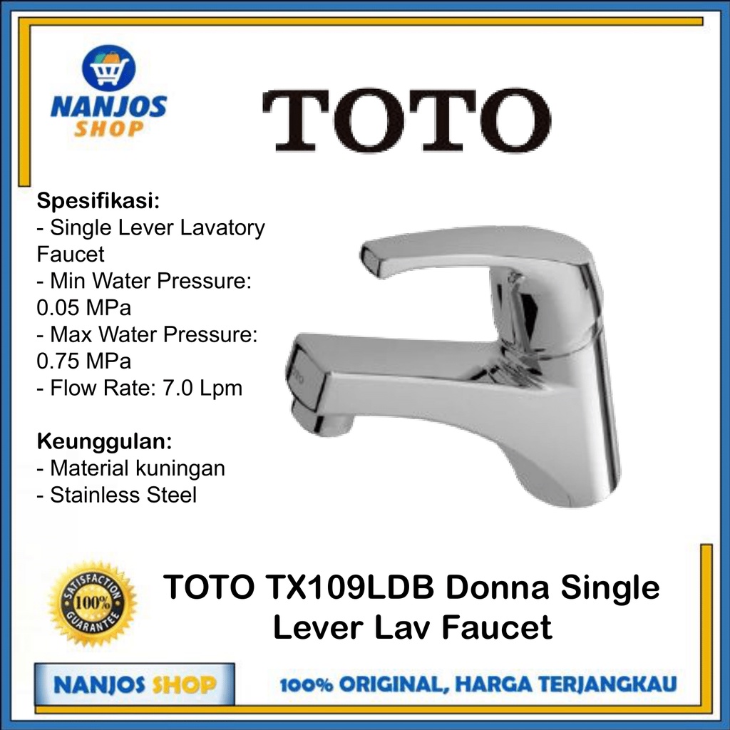 Toto Keran Kran Washtafel Wastafel Tap Tx 109 LD Tx 109ld Tx109ld