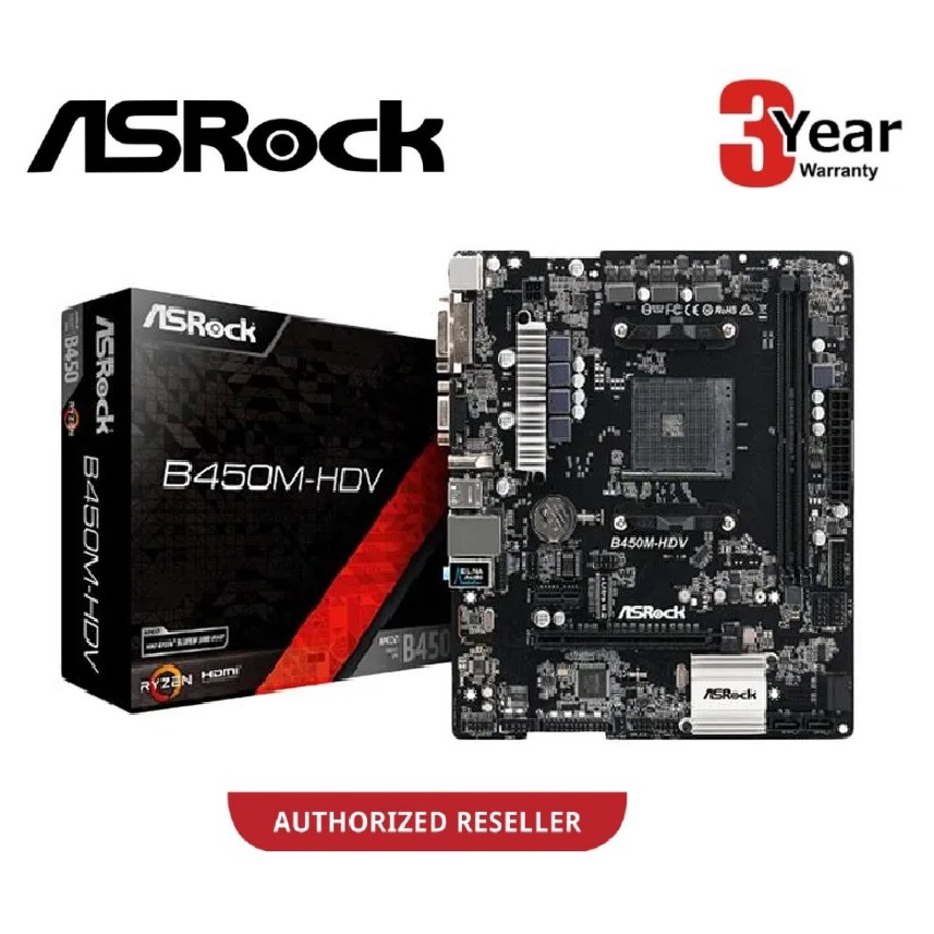 Asrock B450M-HDV (AM4, AMD Promontory B450, DDR4, USB3.1, SATA3)