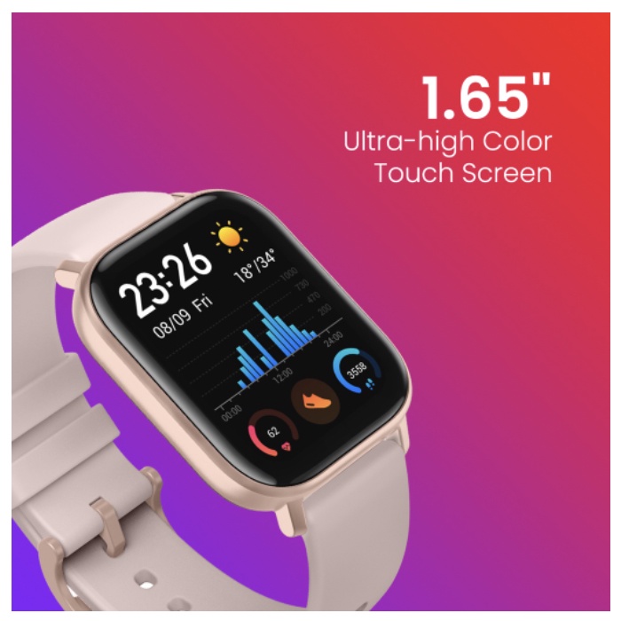 Amazfit GTS Fitness Smartwatch 1.65&quot; AMOLED Always-On display, GPS, Heart rate monitor, jam tangan with Music control, Sleep and Swimming