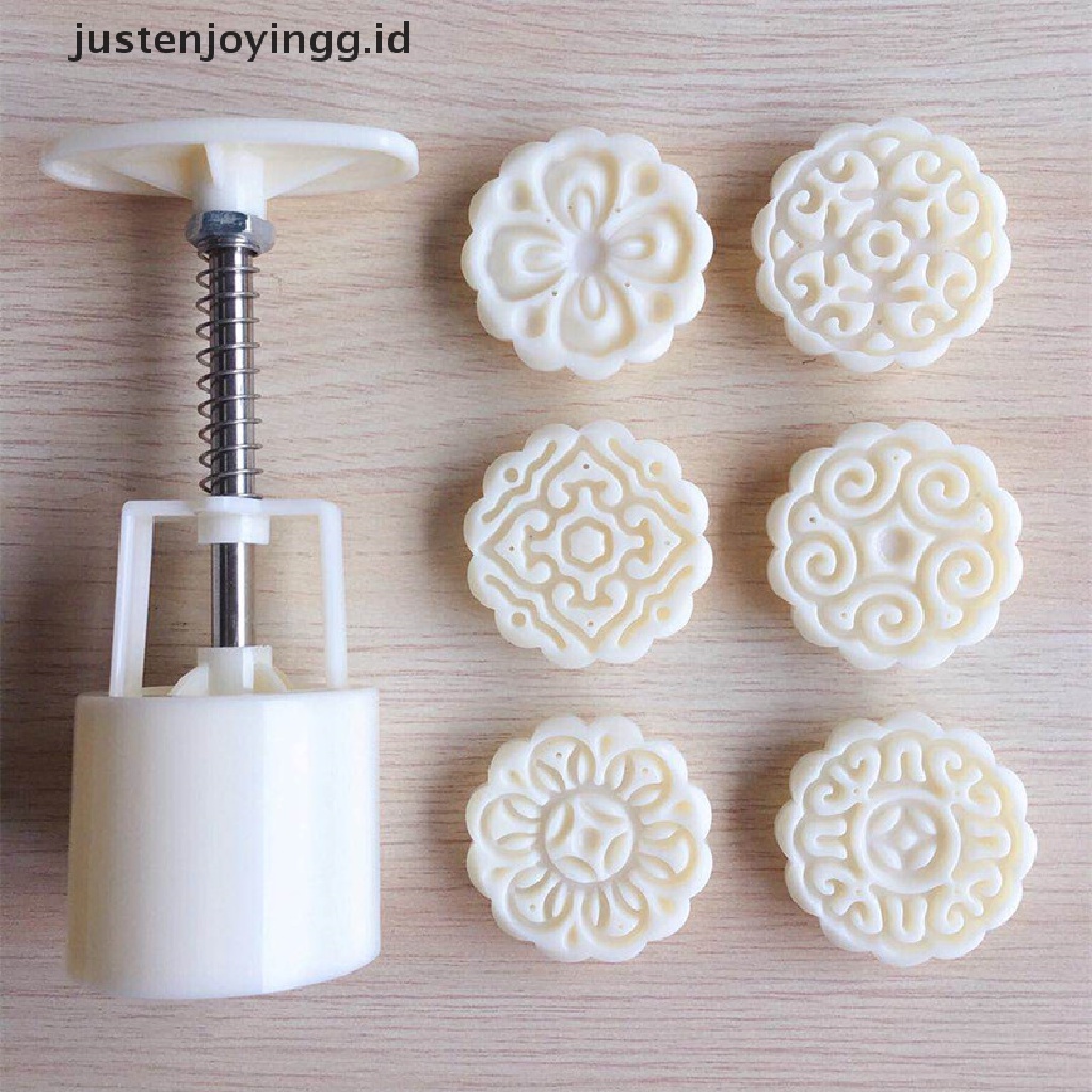 6 Pcs / Set Cetakan Kue Bulan Bentuk Bunga Model Tekan Tangan