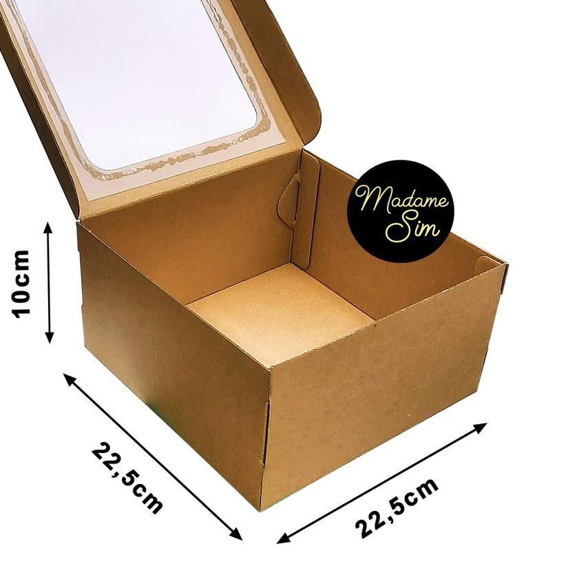 

KOTAK KUE - CAKE BOX 22 x 22 x 10 CM - COKLAT + JENDELA (ISI 10 PCS)