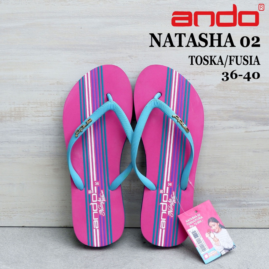 Sandal Wanita Ando - NATASHA 03 & NATASHA 02 - size 36-40 - sandal wedges wanita - sandal japit wanita-NATASHA 02 toska fus