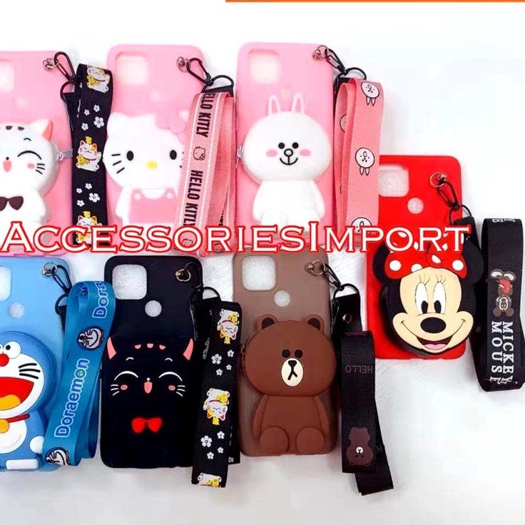 Terbaru Case Dompet Koin Oppo A16 A54 A15 A15S A12 A5S A7 A11K/ Soft Case Karakter Dompet Koin + Tal