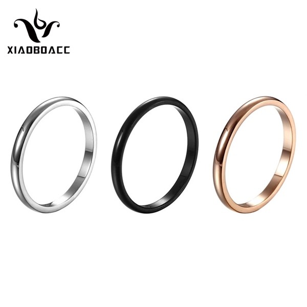 XiaoboACC 18K Cincin Titanium Steel Anti Pudar Gaya Korea Untuk Pria/Wanita/Pasangan