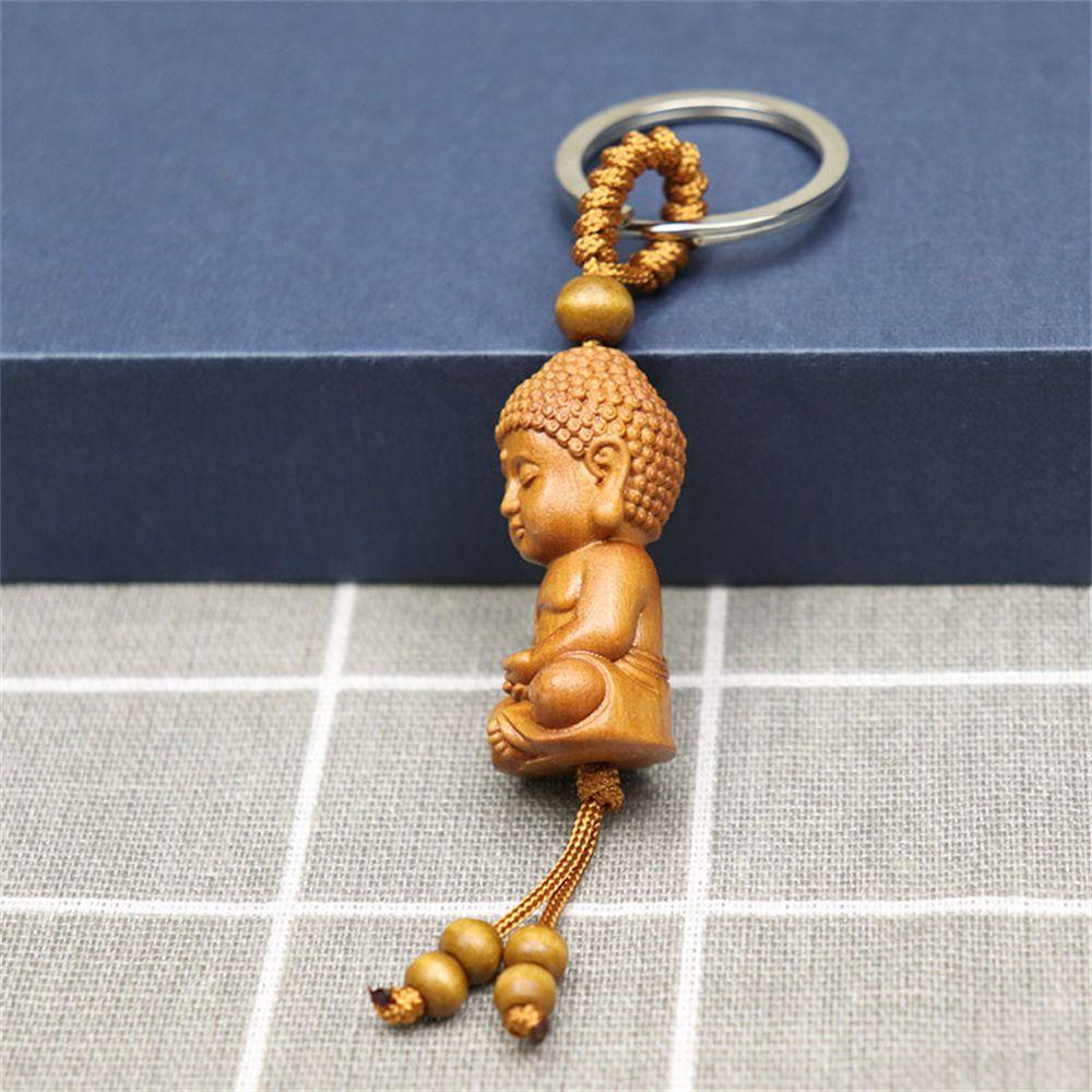 Wonder W ooden Keychain Gantungan Kunci Monk Buddha Lucu