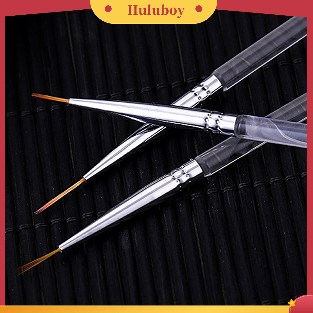 Huluboy Huluboy♡ 3pcs Pen Brush Dua Sisi Transparan Untuk Menggambar / Manicure