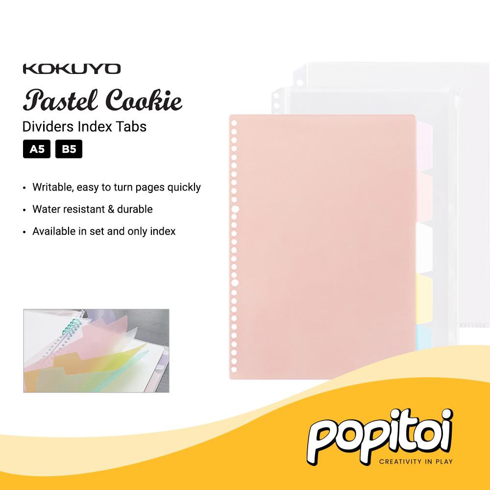 

KOKUYO Pastel Cookie Loose Leaf Binder Dividers Index Tabs w/ Clear Zipper A5 B5