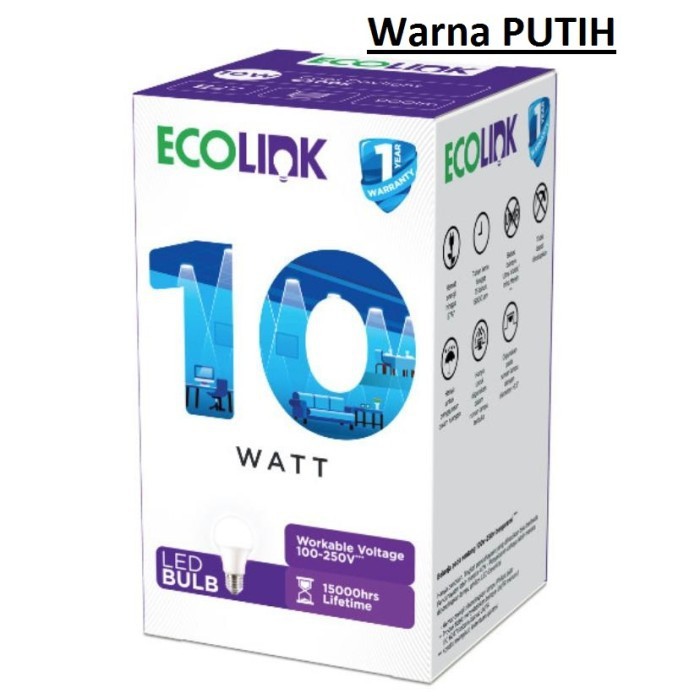 PROMO BELI 3 GRATIS 1 Lampu Bohlam LED Bulb 10 Watt 10Watt 10W W Putih ECOLINK