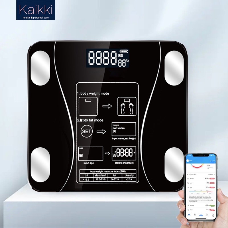 Kaikki Timbangan Badan Digital Body Fat Monitor with App Smart Weight Scale Timbangan Badan WS2