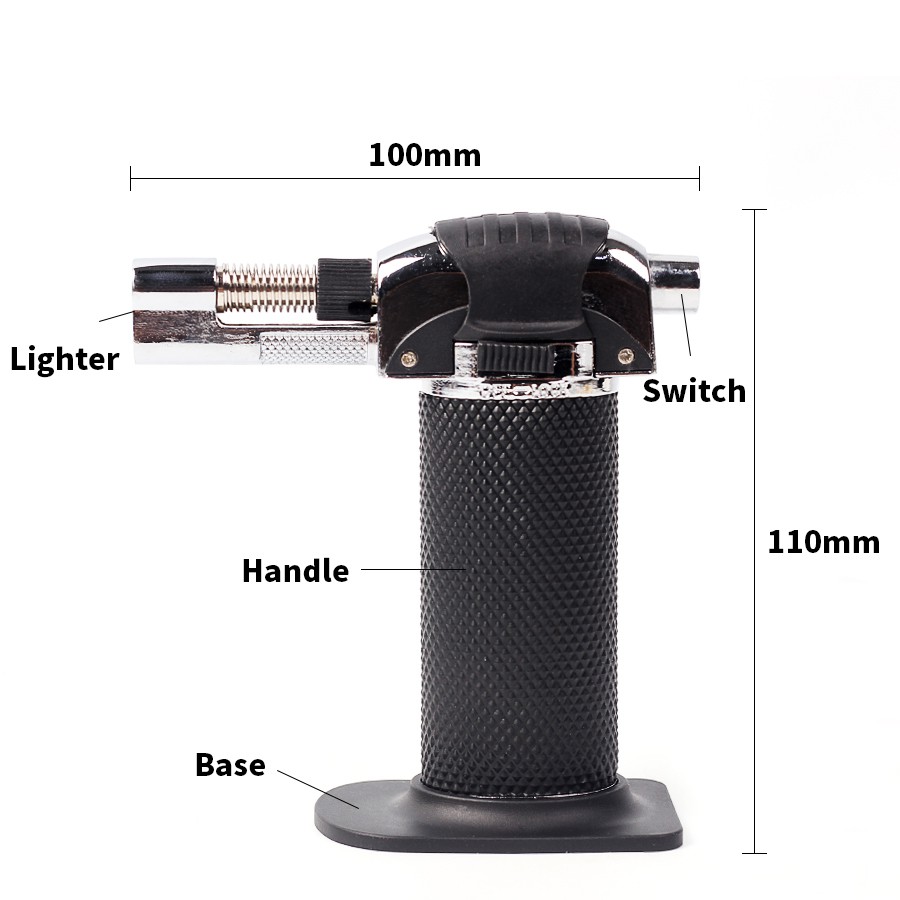 Yofeil Mancis Korek Api Gas Refillable Butane Torch Model Adjustable Flame Gun - TS-19 - Black