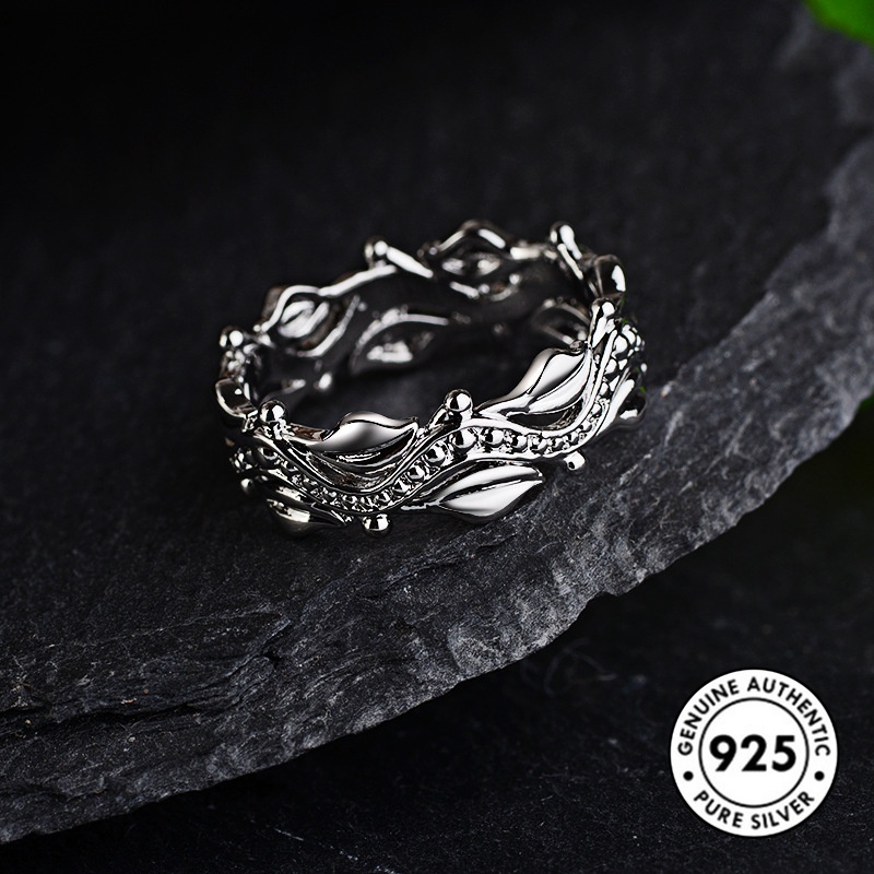 Cincin Sterling Silver 925 Desain Bunga Hias Berlian Imitasi Untuk Wanita