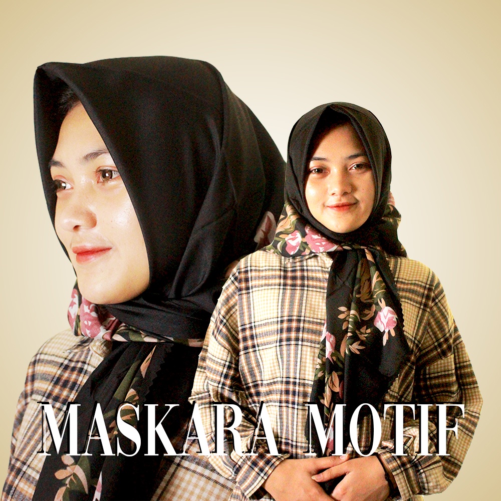 Hijab muslimah segi empat maskara motif