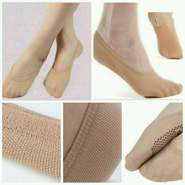 Kaos Kaki Tapak Anti Licin Bahan Seperti Stoking Strech Cewe Cowok Invisible Socks Dengan Anti Slip