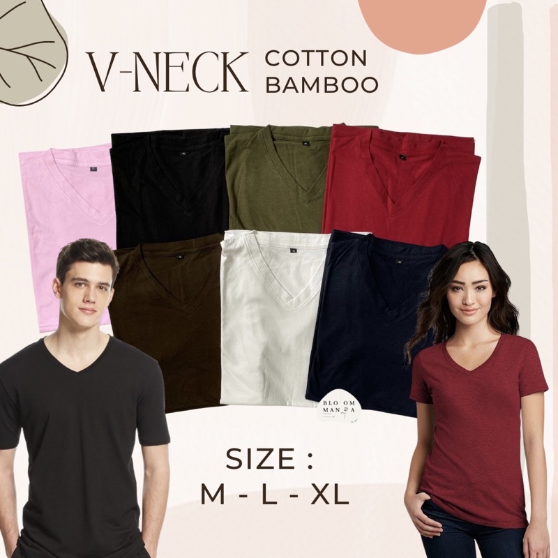 BLOOMANIA Kaos Polos V - Neck Cotton Bamboo/Katun Bambu