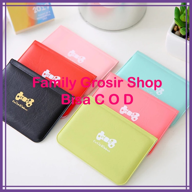 Dompet kartu nama kartu ATM warna polos bahan kulit sintetis isi 24 lembar kartu
