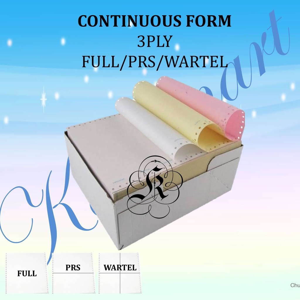 Kertas Resi Continuous Form Reform 3 Ply (9,5&quot;x11&quot;) Full / PRS