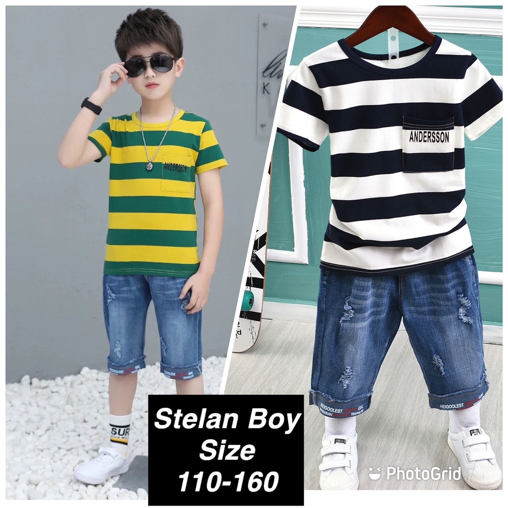 (LOLI-JKT) BOY-47 STELAN ANAK COWOK GARIS ANDERSSON SIZE 110-160