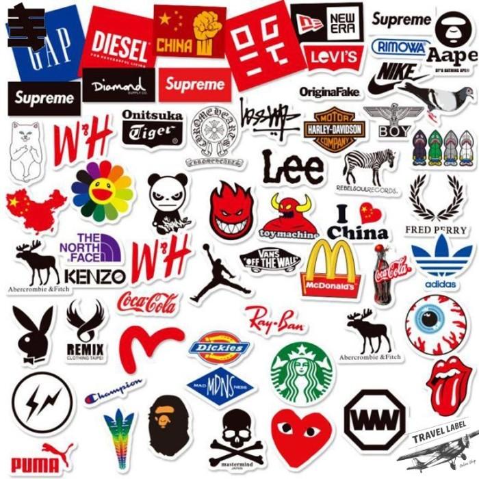 Sticker Koper 1 Set 55 Pcs : Mini Stickers Desain Brand Logo Hype