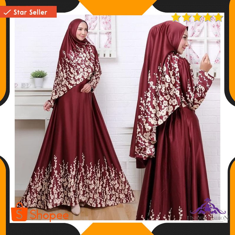 Dania Syari Maroon N1 Gamis Wanita Maxmara Merah Maroon