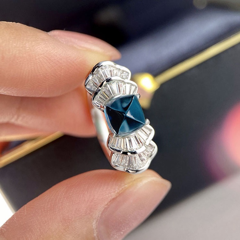 Fancyqube Cincin Kristal Zircon Aaa Bentuk Pita Warna Silver Untuk Wanita