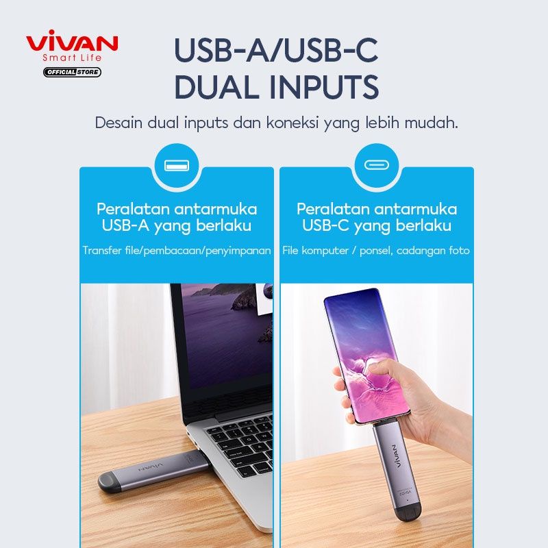 VIVAN M2 Enclosure VSHD2 USB Type C Dual Output 10 GbpsHigh Speed Transmission