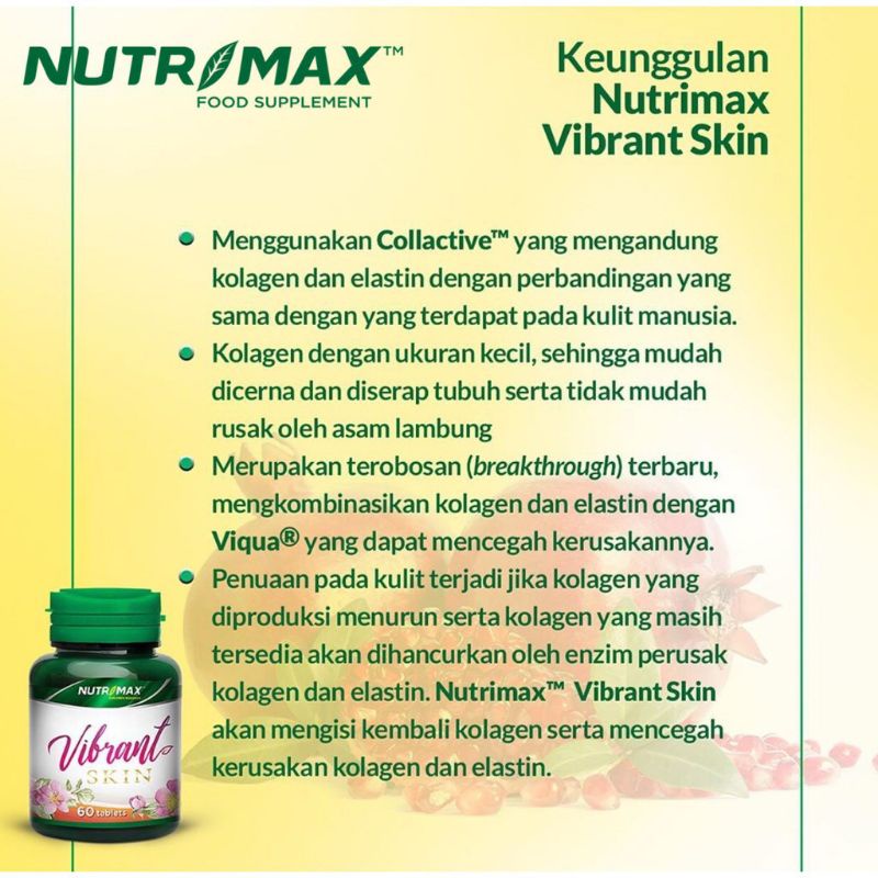 NUTRIMAX VIBRANT SKIN VITAMIN COLLAGE N COLAGEN KOLAGEN PEMUTIH NUTRISI KULIT PENUAAN DINI