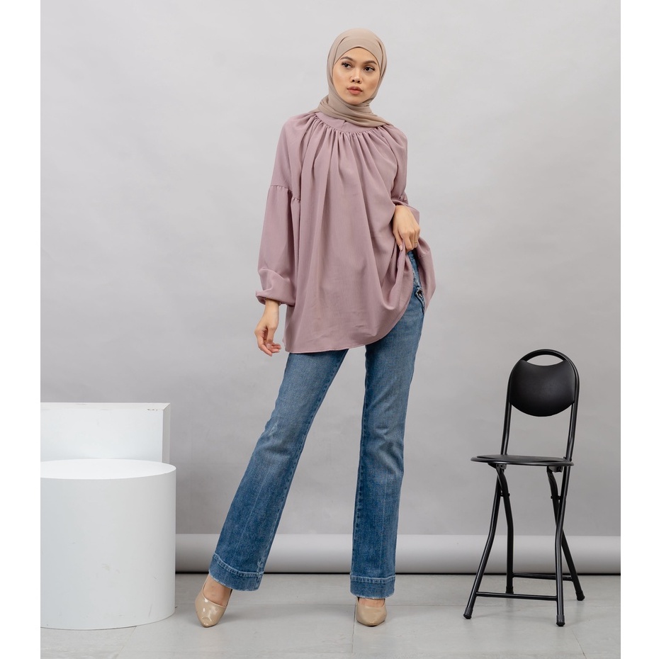 MIKHA BLOUSE OBLONG KRINKLE POLOS PREMIUM SHIRT B546 CO