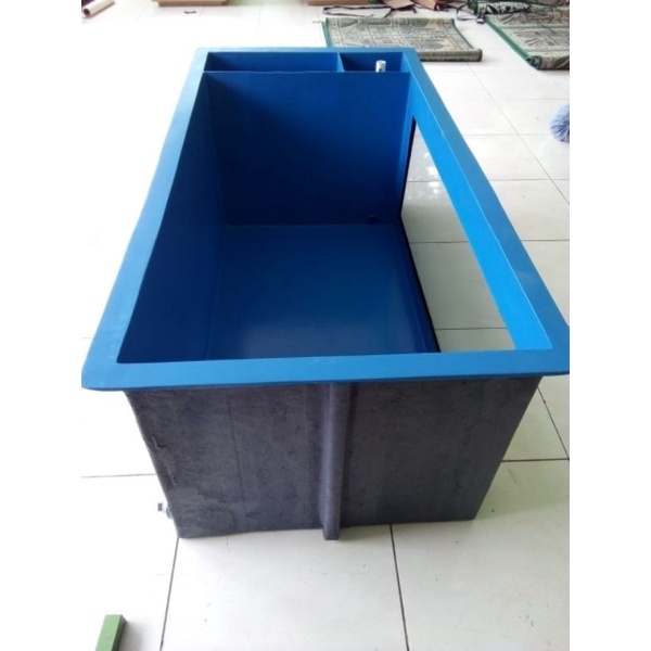 Bak Fiber kombinasi filter samping dan kaca tebal 10mm ukuran 100 x 50 x 50cm
