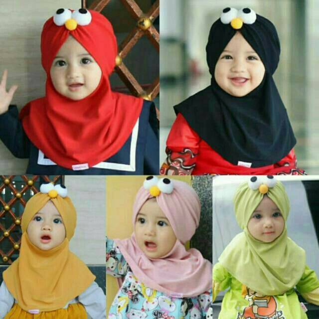 SD - JILBAB ANAK ELMO INSTANT HIJAB JILBAB KHIMAR INSTANT BERGO KERUDUNG BAHAN JERSEY ADEM 0-3 TAHUN