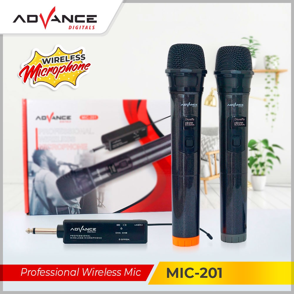 Advance Digitals MIC-201 Dua Microphone Wireless Professsional Mic Karaoke Double