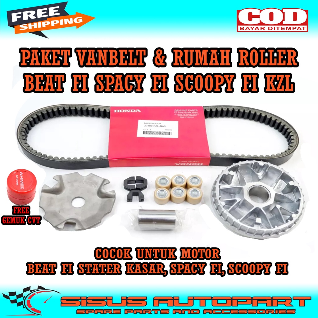 PAKET VANBELT PLUS RUMAH ROLLER ASSY BEAT FI SCOOPY FI SPACY FI VARIO 110 FI / VBELT DAN RUMAH ROLLER SET BEAT FI / PAKET CVT BEAT FI KZL