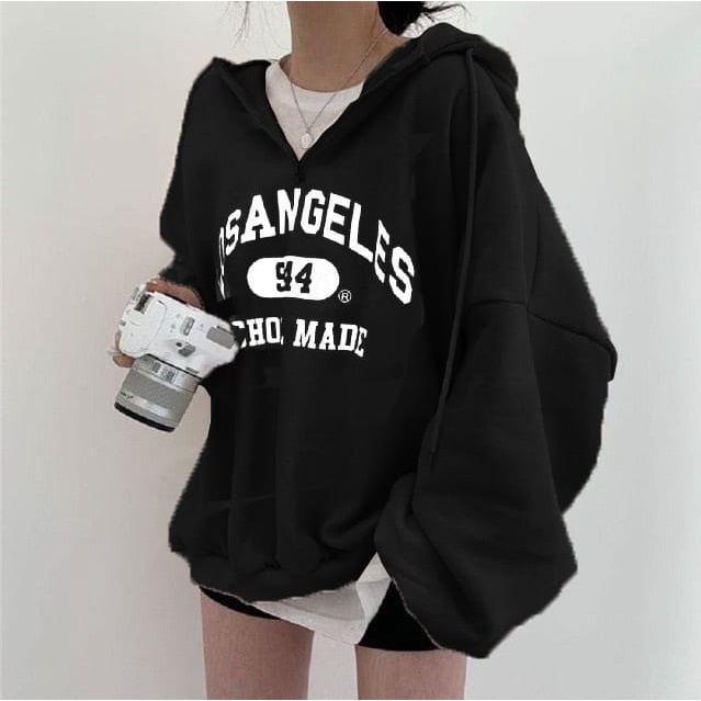 LOS ANGELES HOODIE OVERSIZE WANITA SIZE L,XL,XXL -SWEATER HOODIE OVERSIZE