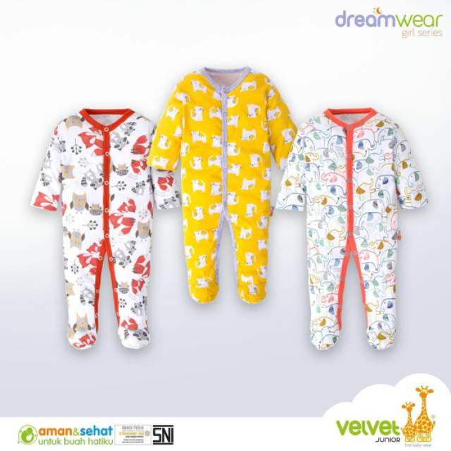 Sleepsuit Baju Tidur Velvet Junior bayi Dreamwear piyama sambung Makassar