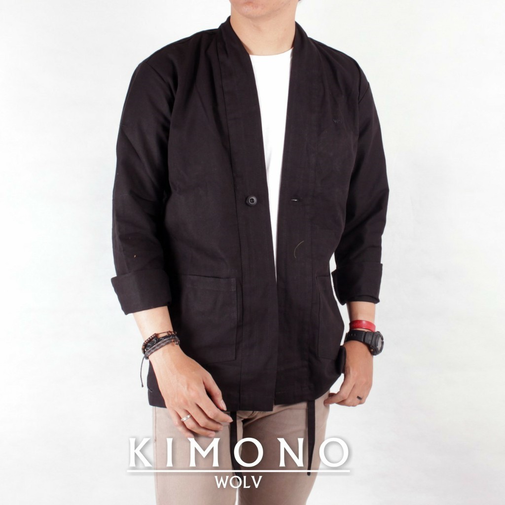 Jaket kimono wolv premium / jaket kanvas / jaket pria simple murah / kanvas jaket / kimono / cod