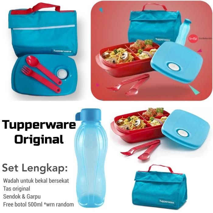 Tupperware Set Crystalwave Bekal Lengkap Kotak Makan Tas Ori Promo 041