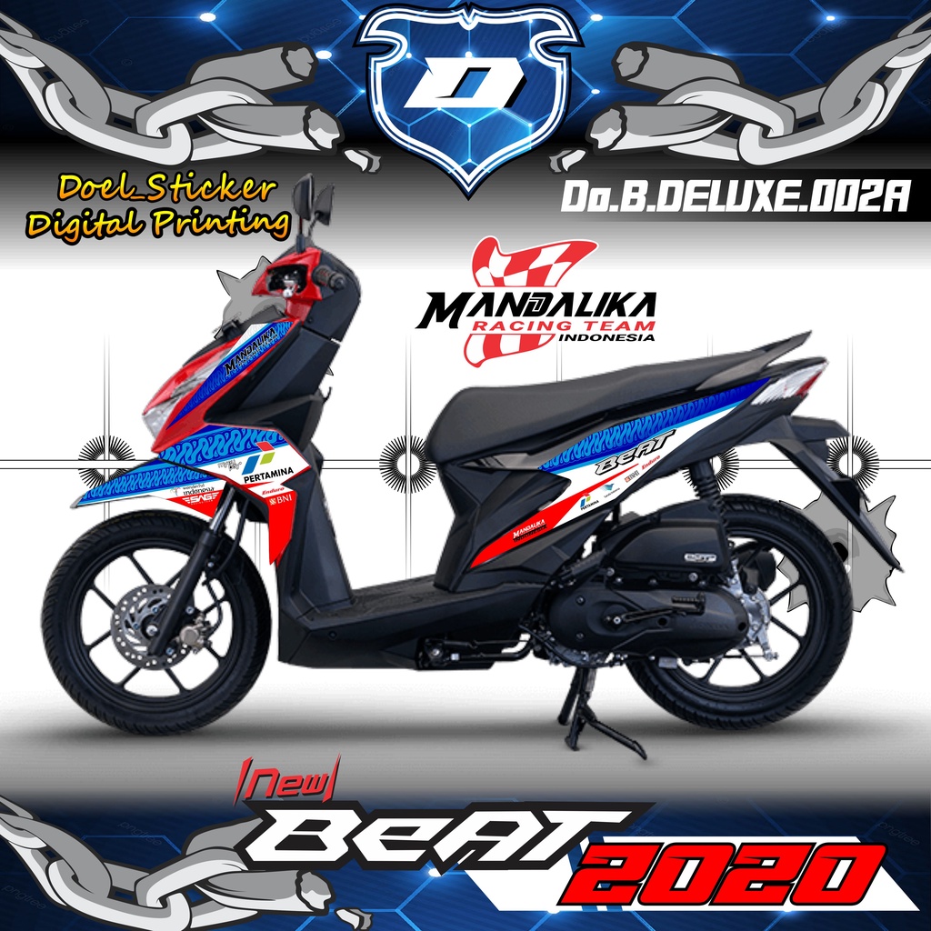 (COD) BEAT 2020 sticker striping stiker striping BEAT DELUXE,BEAT STREET,BEAT FI NEW 2020/2021 02A VARIASI MOTIF MANDALIKA RACING TEAM