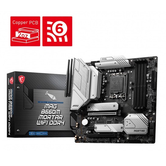 MSI MAG B660M Mortar Wifi DDR4 (LGA1700, B660, DDR4, USB3.2, SATA3)