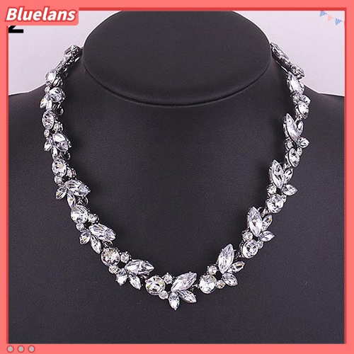 Bluelans Kalung Choker Liontin Bunga Kristal Gaya Vintage Untuk Wanita