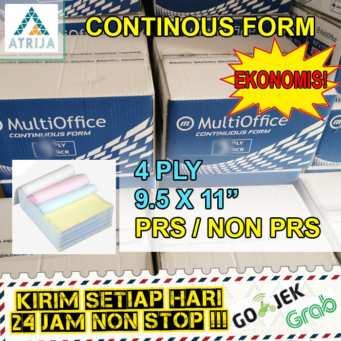 

Continuous Form 9.5 x 11 - 4 Ply. Kertas Komputer Rangkap 4 ECO