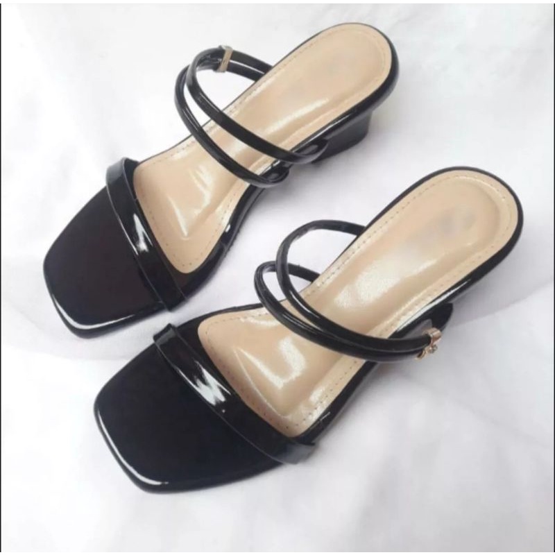 sandal wanita terbaru,sandal heels hak 3 cm simple GG0012