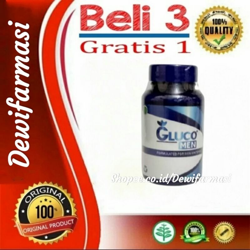 Glucomen Asli 100% Original Obat Pemutih Kulit Badan Wajah Pria Cowok Permanen Alami