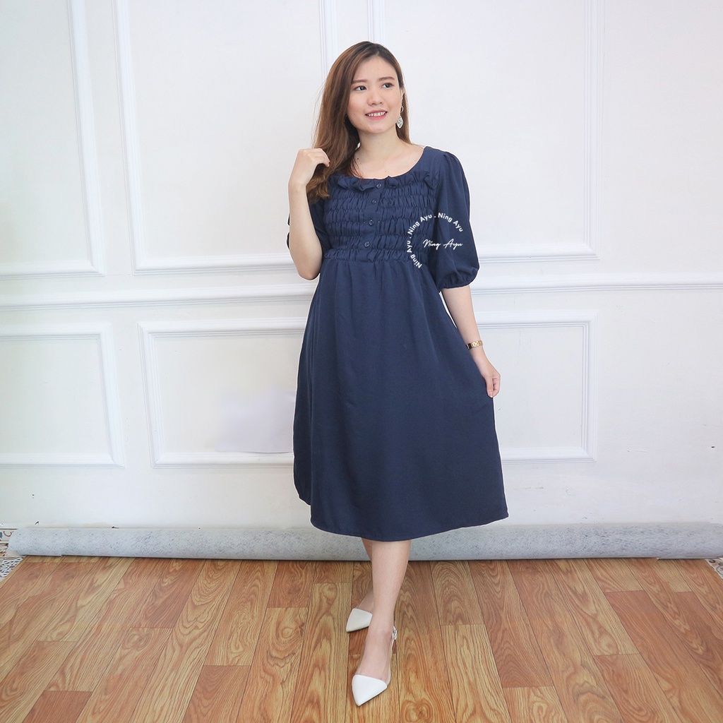 Mama Hamil Gwen Dress Wanita Hamil Menyusui Murah Modern Casual Dress Katun - DRO 209