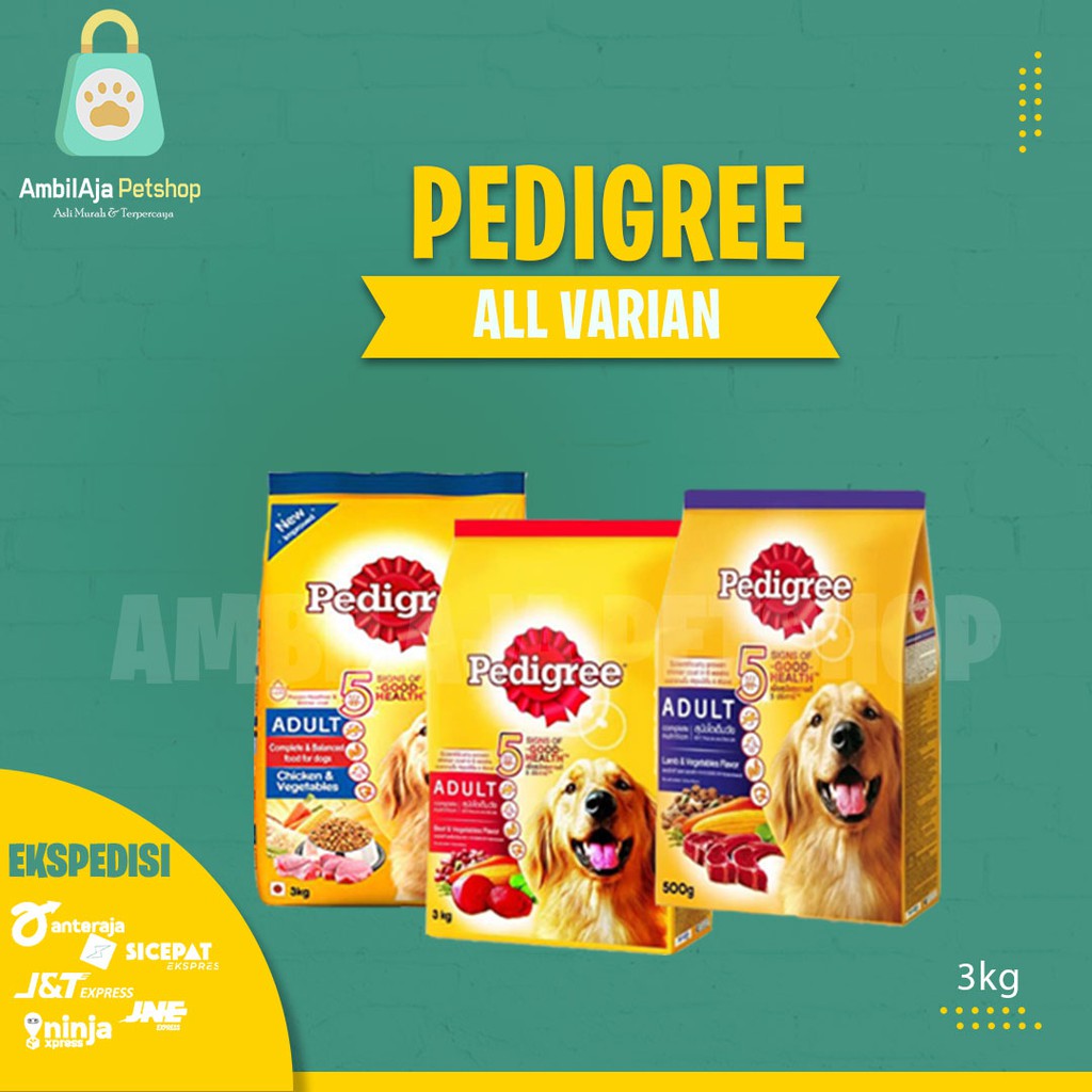 Makanan Anjing Pedigree 3kg ALL VARIAN