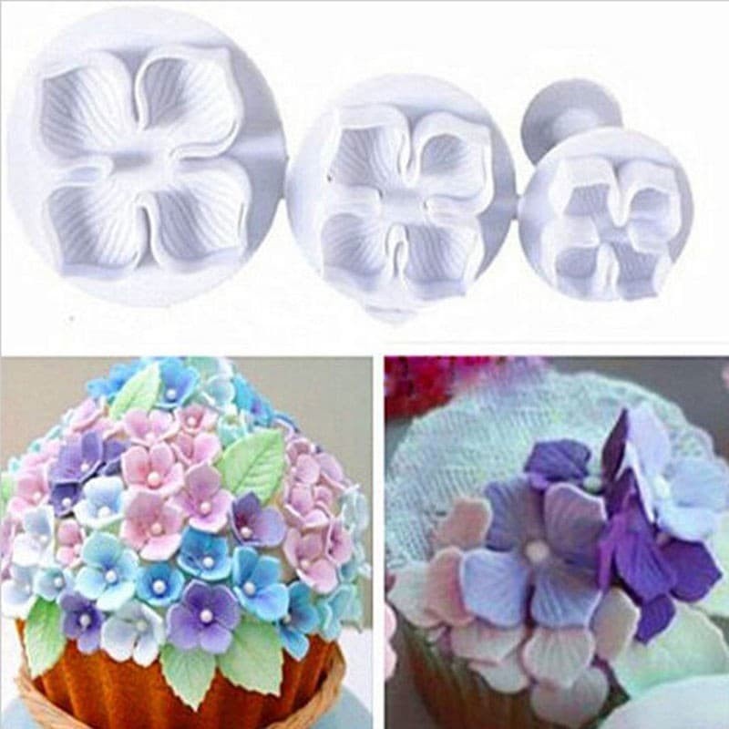 Fondant Plunger Cutter - Cetakan Fondant Hydrangea Flower (3pcs)