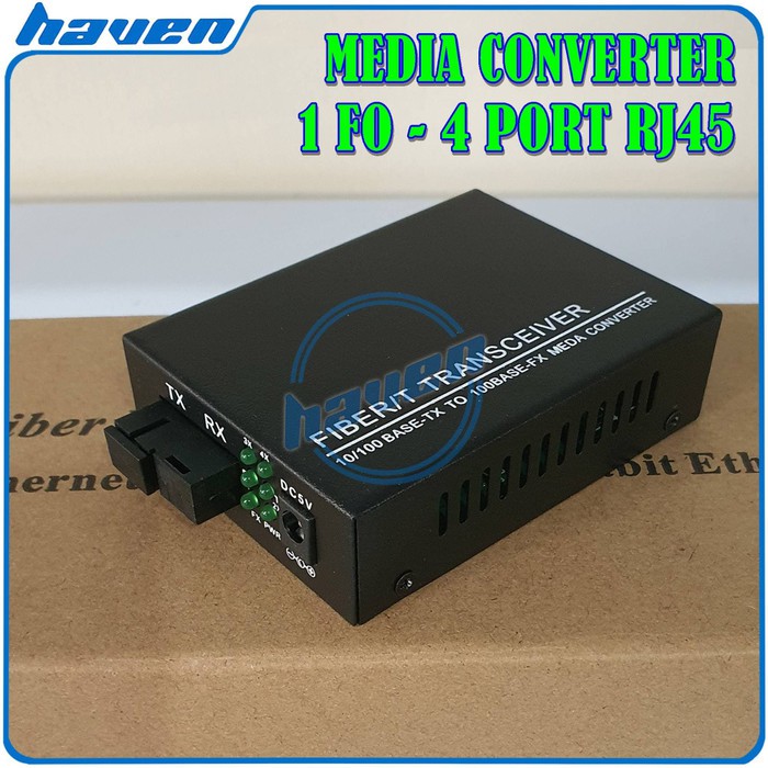 Media Converter Fiber Optik 1 Port FO to 4 Port Lan RJ45 BS14