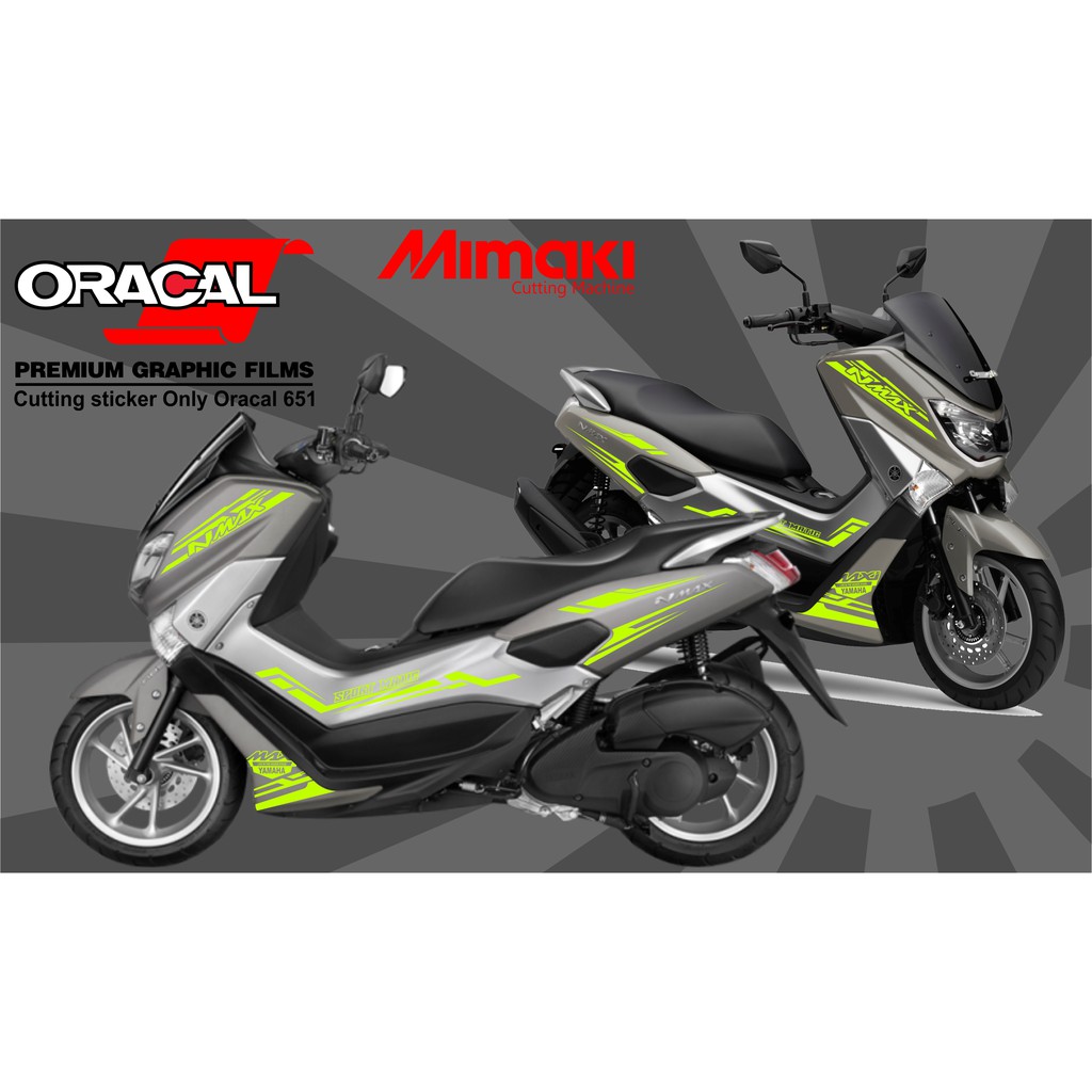 STICKER CUTTING NMAX ABU ABU - STRIPING NMAX HIJAU STABILO BAHAN ORACAL