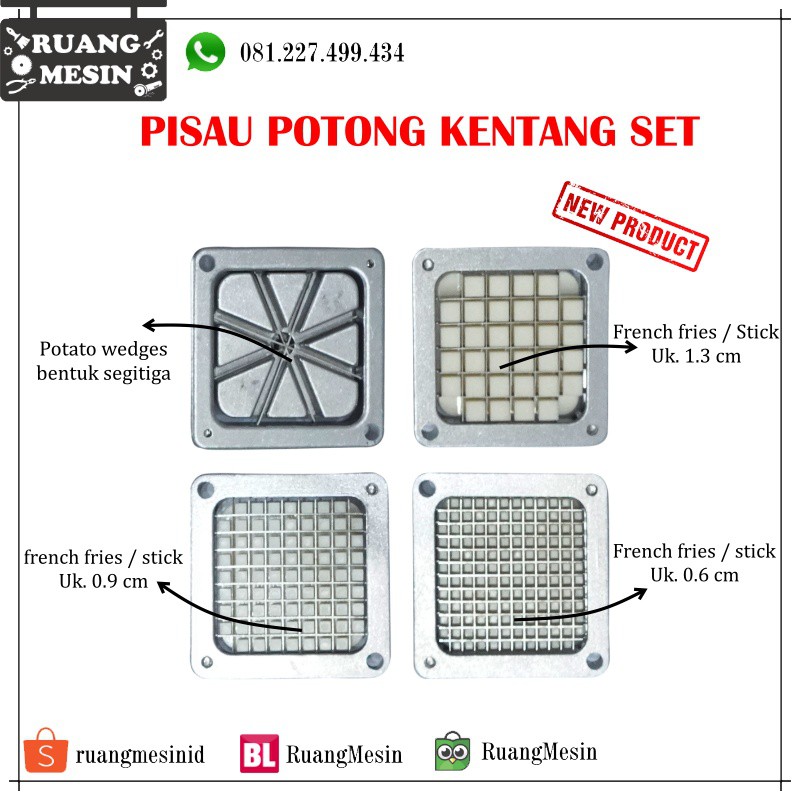 Pisau Potong Kentang 1 Set (4pcs)  Pisau Set Potong Kentang OSSEL