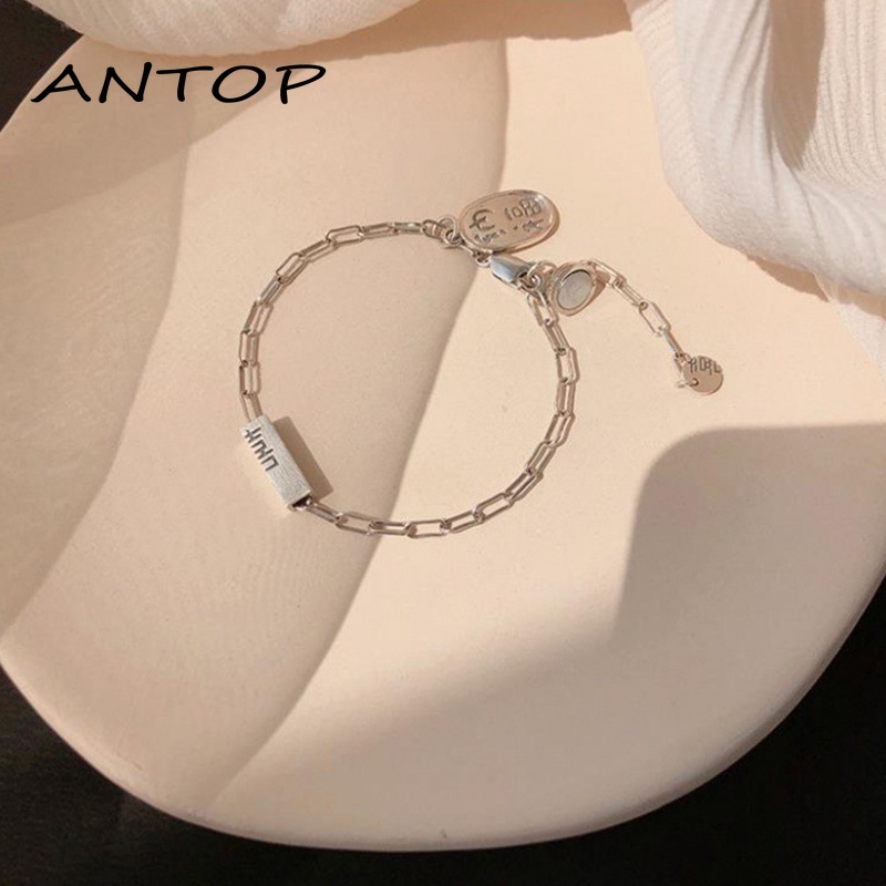 1 Pasang Lucky Couple Magnetic Gelang Pasangan Pacar Gelang Logam Hadiah Ulang Tahun ANTOP